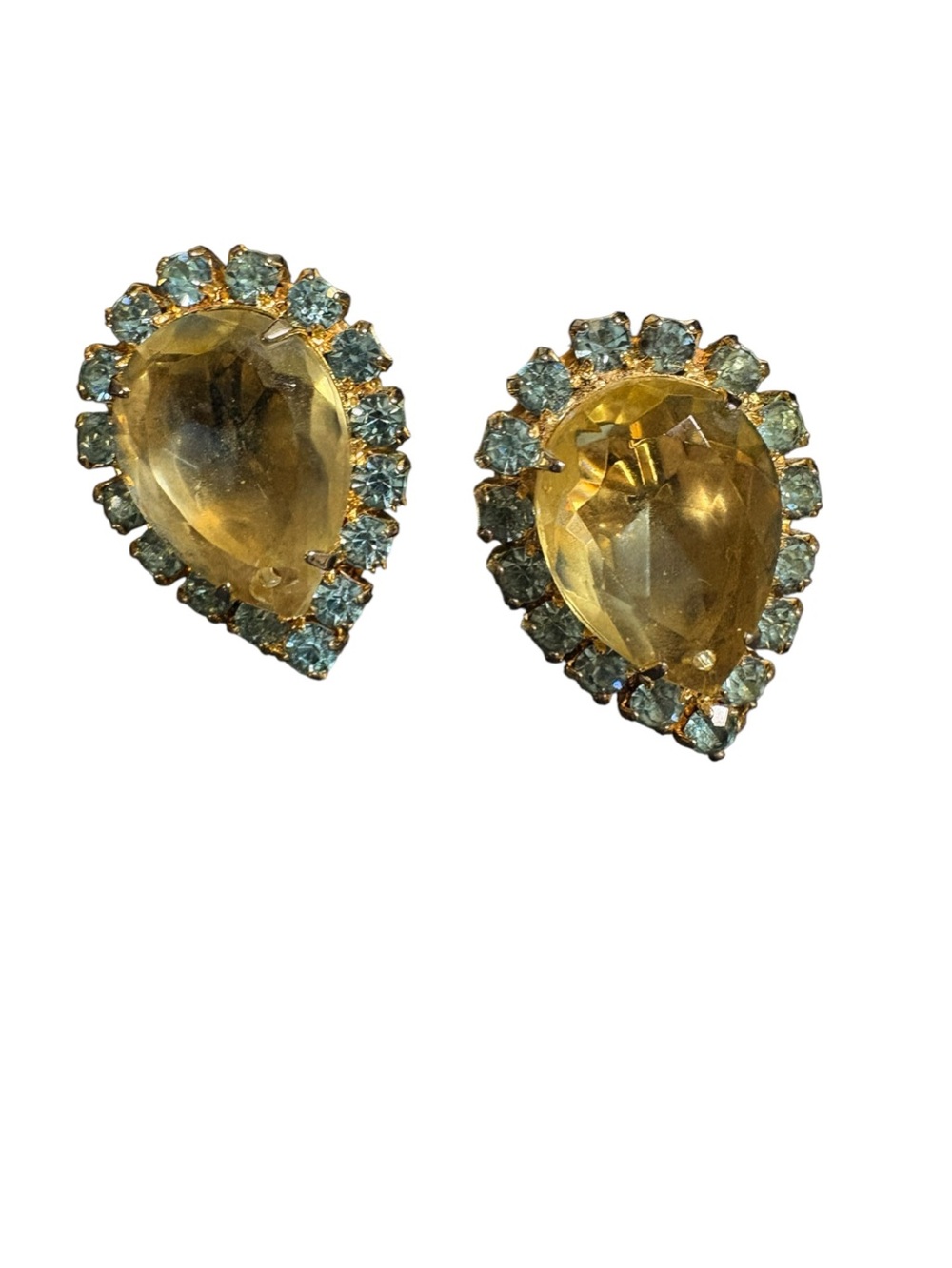 Vintage-Inspired Gold and Yellow Teardrop Crystal Earrings